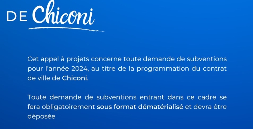 Appel à projet | Contrat de ville de Chiconi 2024