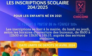 Inscriptions Scolaires 2024/2025 à Chiconi